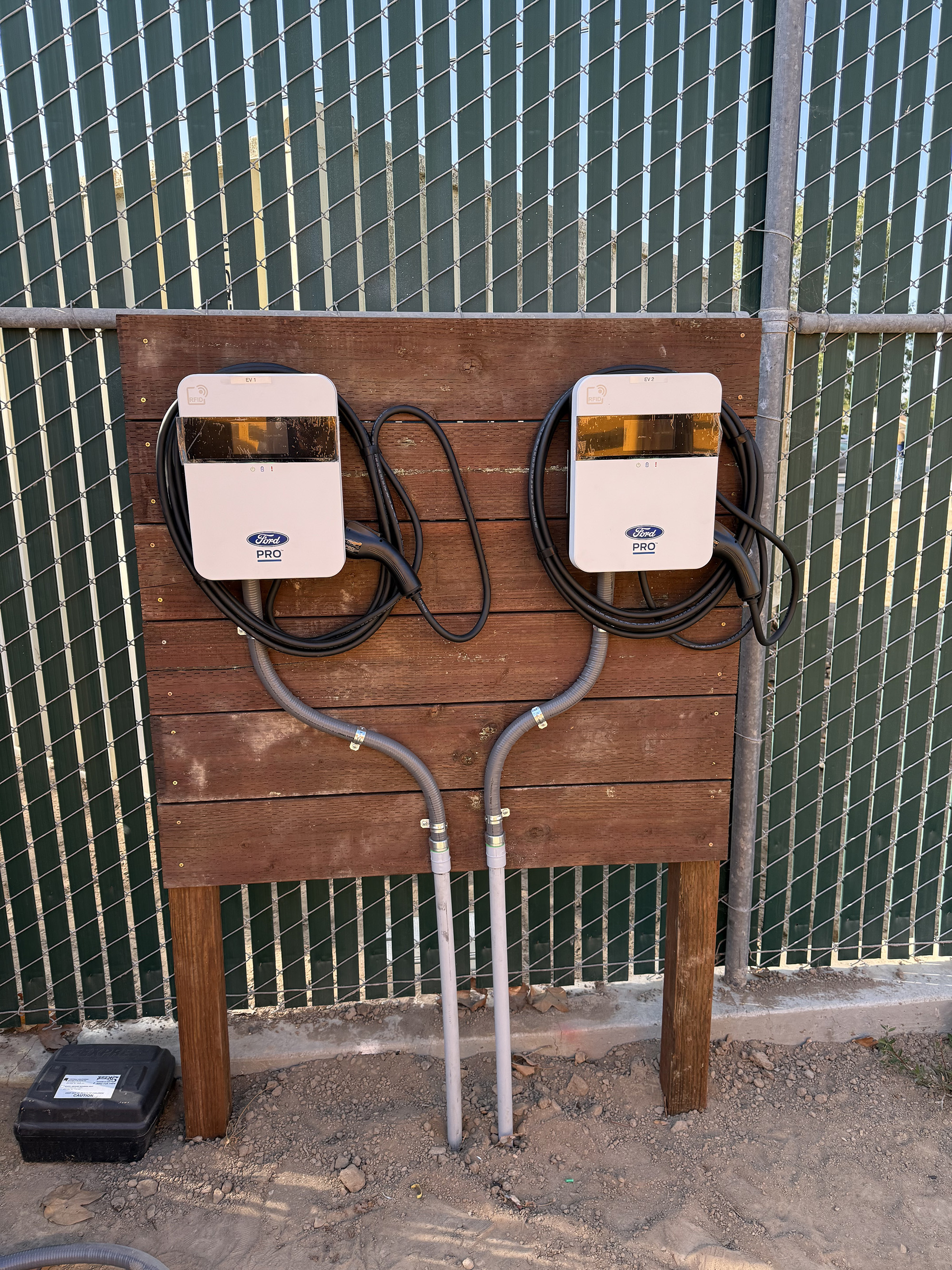 Ford Pro EV charger dual station wood mount install SLO County CA 93401