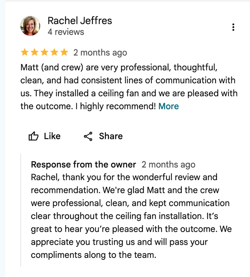 MAG Electric Google review screenshot 13 - 5 star electrician Santa Maria CA