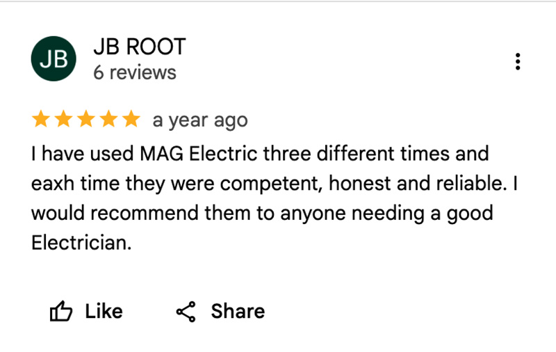 MAG Electric Google review screenshot 4 - 5 star electrician Santa Maria CA