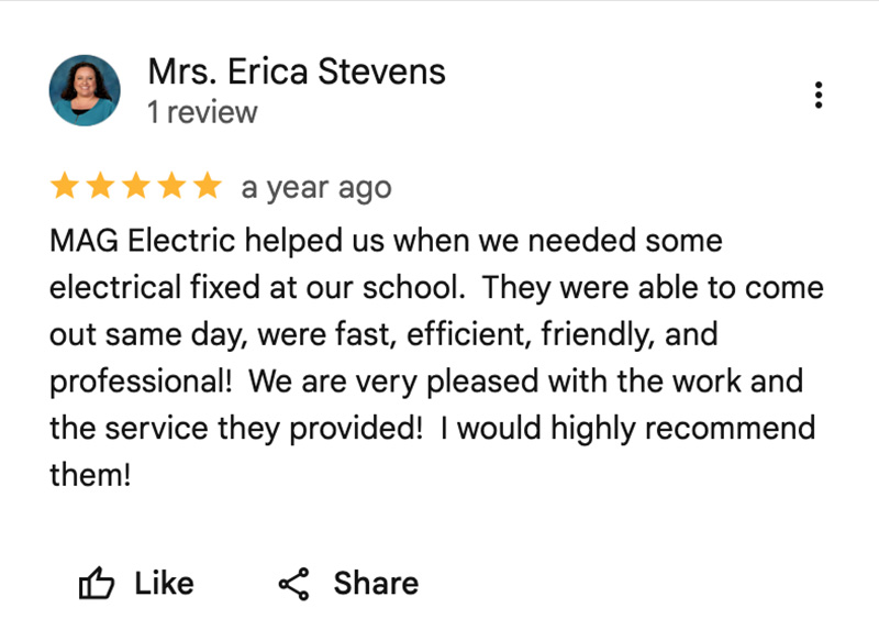 MAG Electric Google review screenshot 8 - 5 star electrician Santa Maria CA